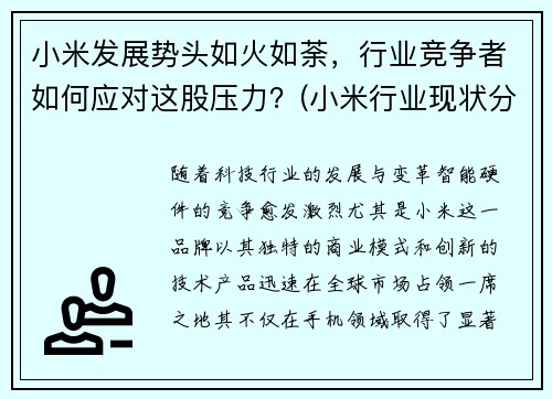 小米发展势头如火如荼，行业竞争者如何应对这股压力？(小米行业现状分析)