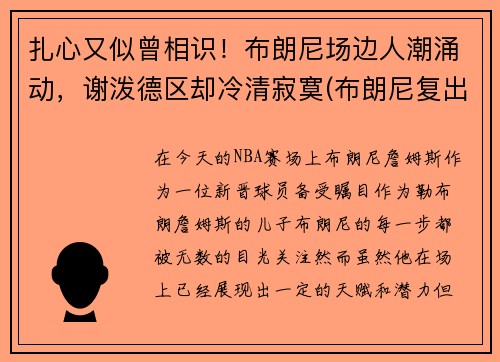 扎心又似曾相识！布朗尼场边人潮涌动，谢泼德区却冷清寂寞(布朗尼复出)